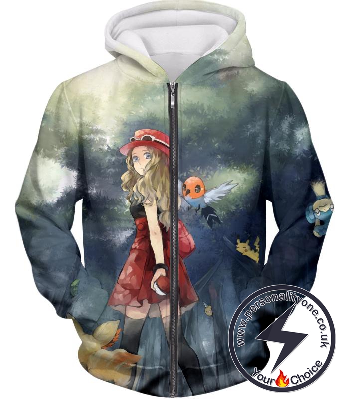 Pokemon Cute Pokemon X and Y Performer and Trainer Serena Cool Zip Up Hoodie